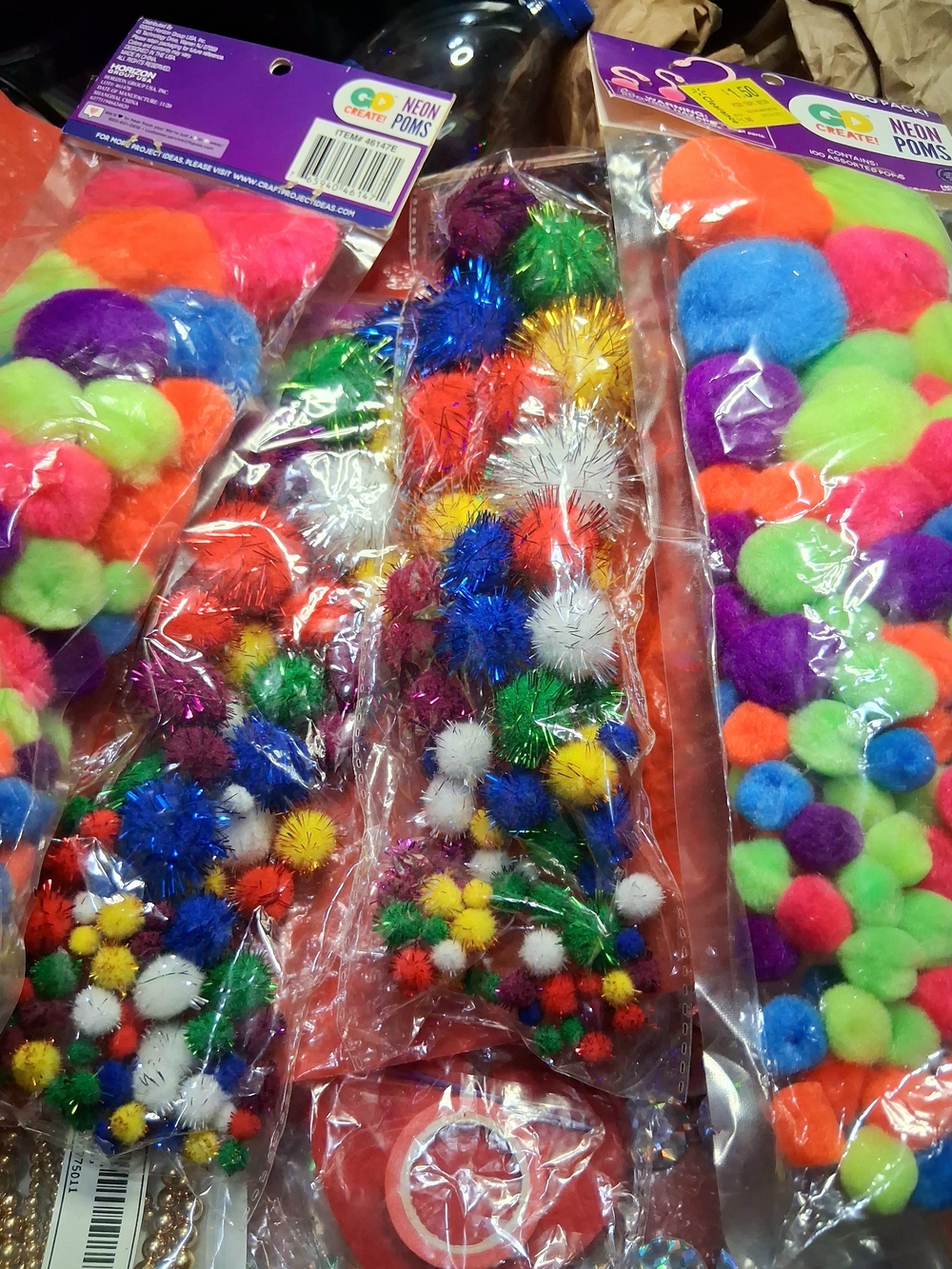 Neon Craft  Pom Poms - Multicolor Assorted Pack For DIY